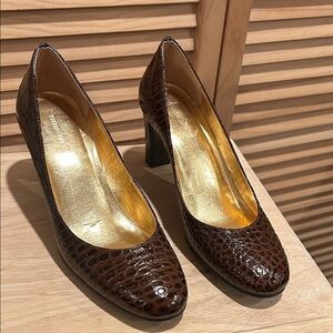 Nine West Dark Brown Croc-Embossed Heels
